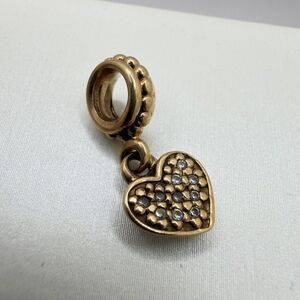 Pandora G585 14kt yellow gold and diamond‎ pave Heart dangle charm 750809D!